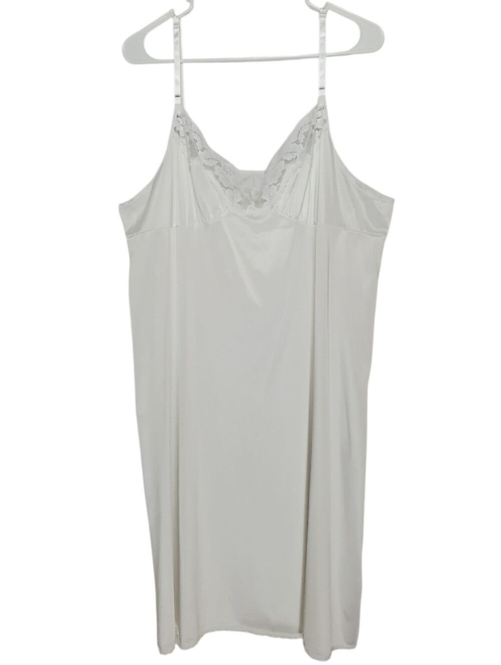 🟢2658 * Vassarette Full Slip Dress White Nylon Lace Trim Size 26 44/50